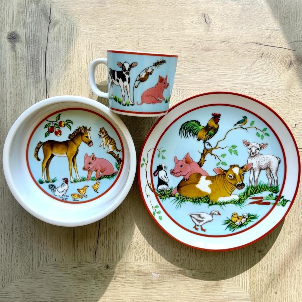 Barn Dance by Lynn Chase 3 Piece Child's Collectible Dining Set Vintage 1997